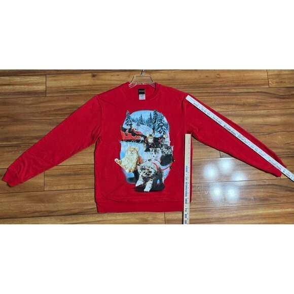 Fifth Sun Cat Crewneck Sweatshirt  Jingle Bells Winter Christmas Holiday Graphic - Picture 7 of 11